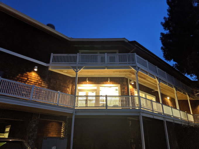 Exterior of Granite City Workspaces at night in Historic Downtown Folsom
