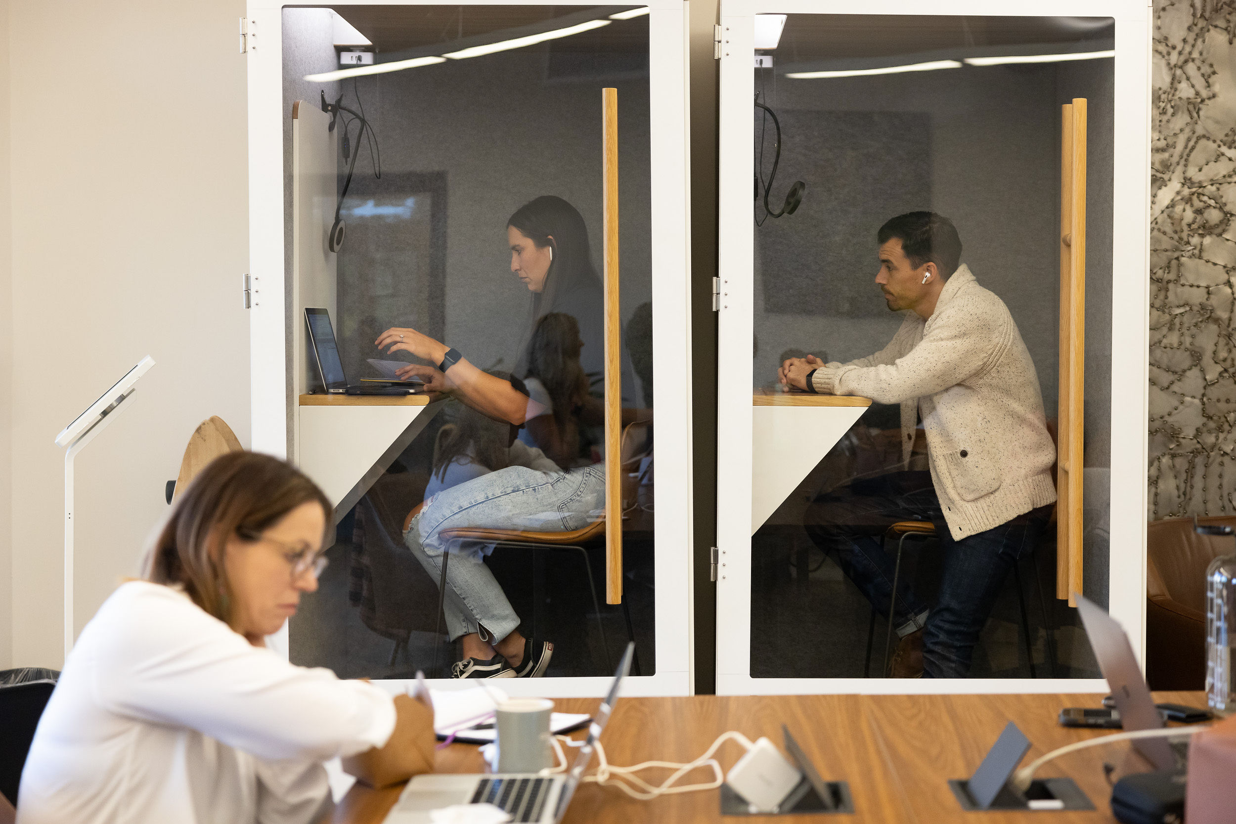 Soundproof phone booths for private calls at Granite City